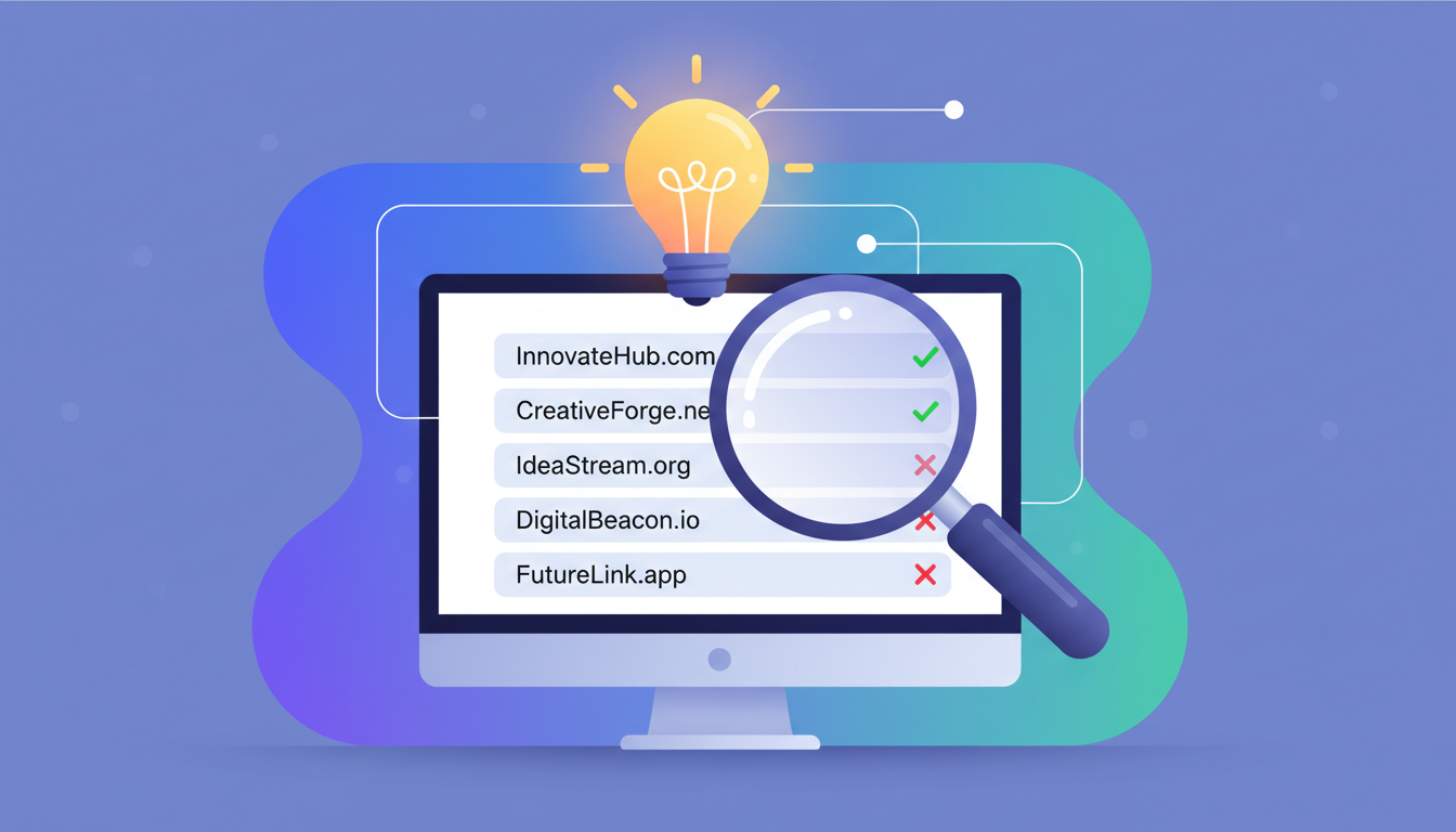 Magnifying glass over domain name options