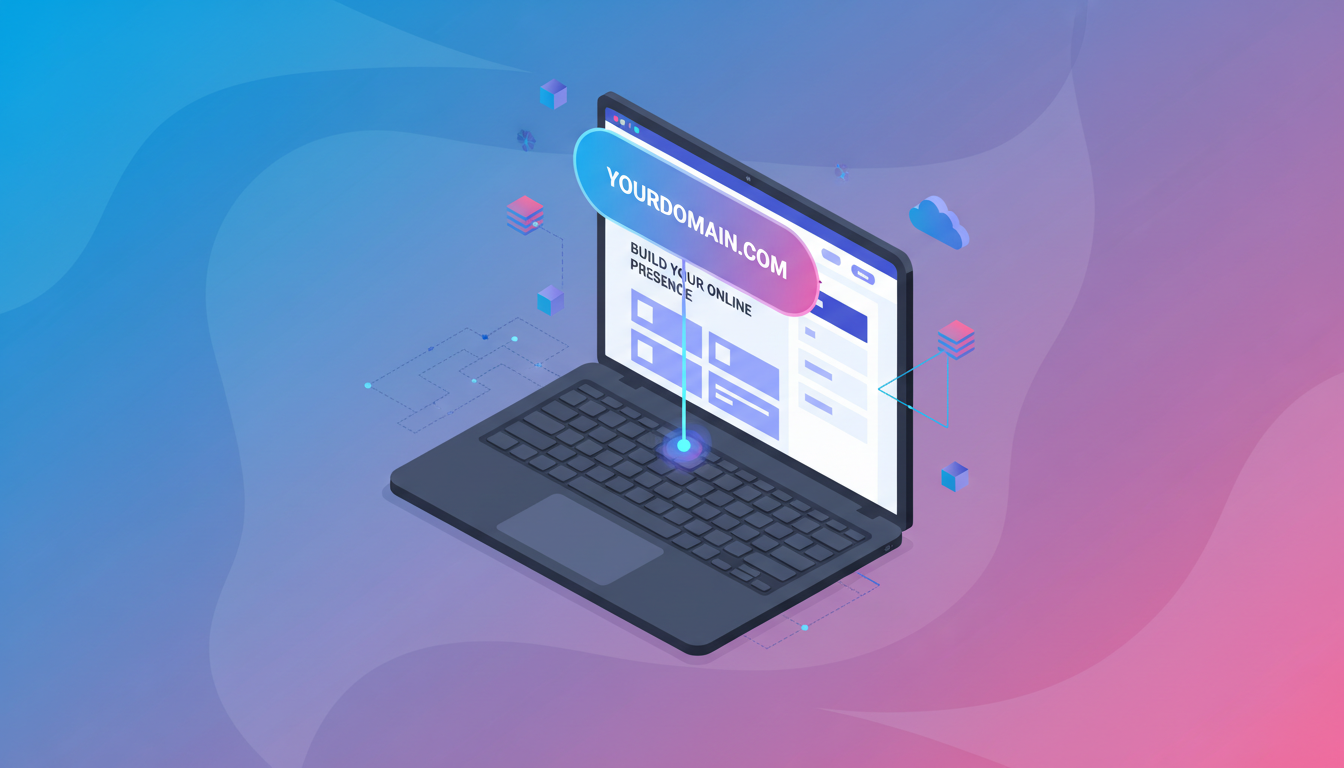 Laptop with Tilda website and custom domain name