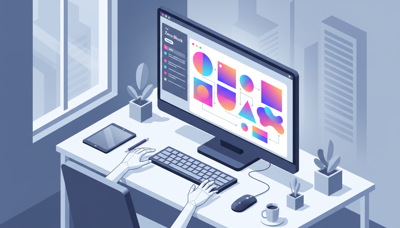 Рабочее пространство дизайнера с Zero Block на Tilda.