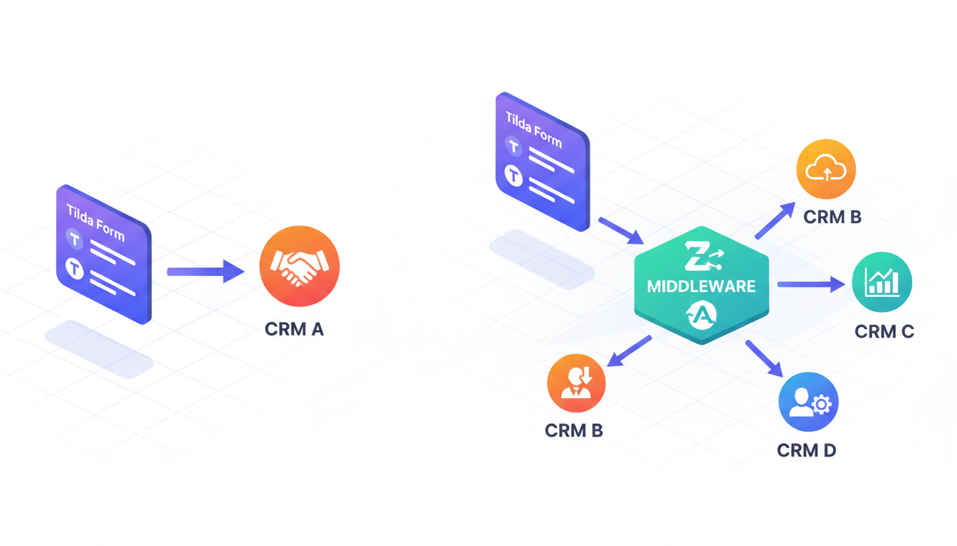 Иллюстрация различных методов интеграции, включая прямые подключения и использование сервисов-коннекторов